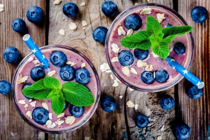 The Ugly TRUTH About Meal Replacement Shakes; Blueberry smoothie in a glass