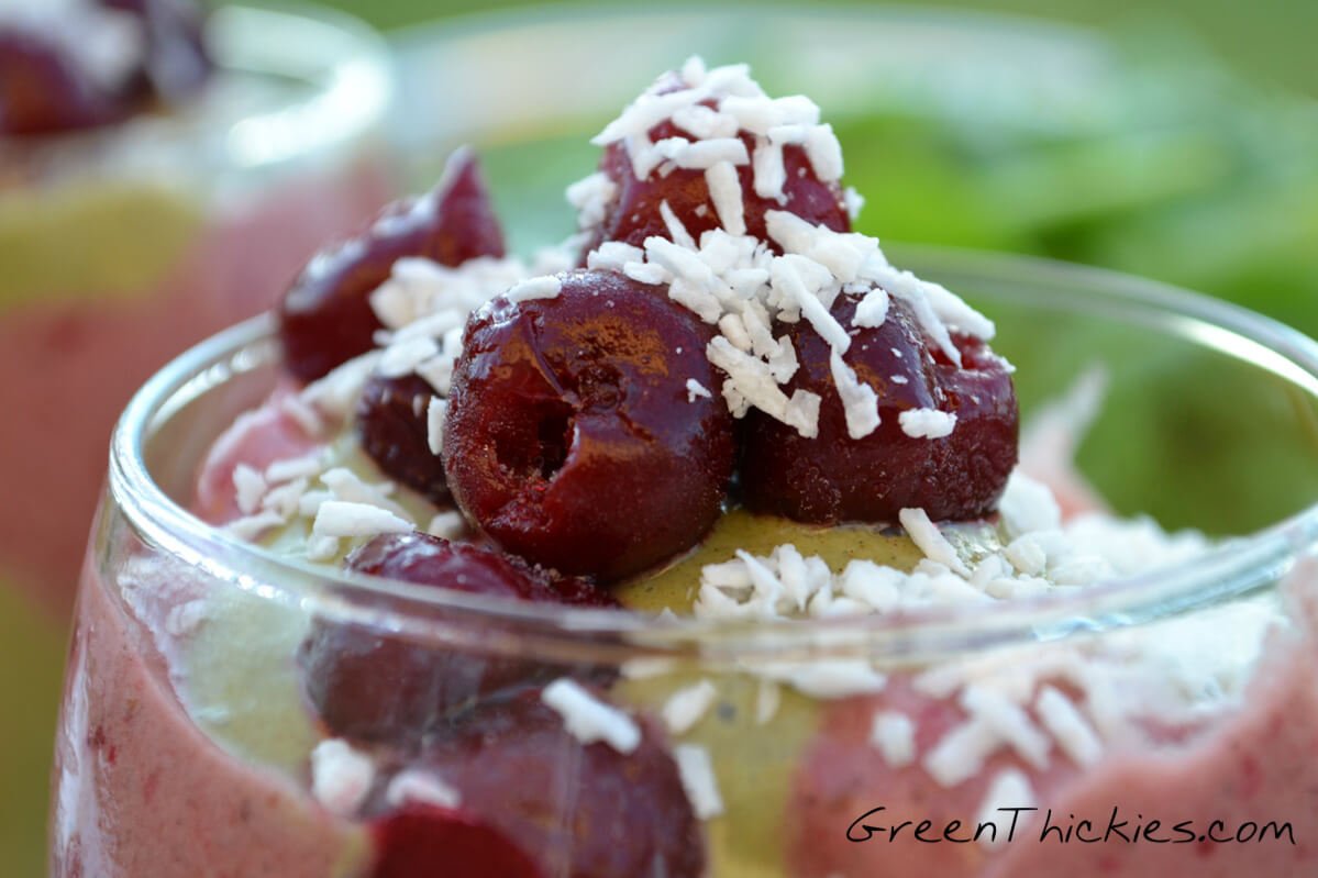 Healthy Cherry & Coconut Hot Fudge Sundae with a Green Twist