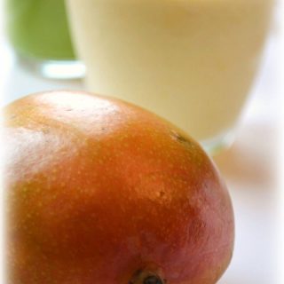 This Meal Replacement Creamy Mango Shake only contains 4 ingredients as is naturally sweet.