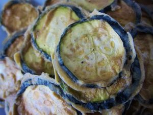 Raw Sour Cream and Onion Zucchini Chips and Kale Chips