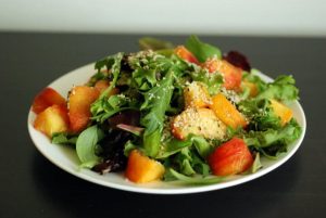 Peach, Basil and Hemp Salad with a Citrus Vinaigrette