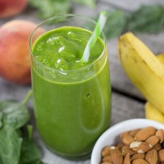 Peach Ice Cream Green Smoothie, with banana