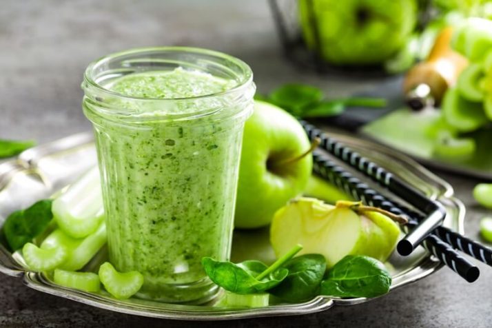 9 Weight Loss Drinks That Work Wonders green Smoothie of fresh green apple, celery and spinach