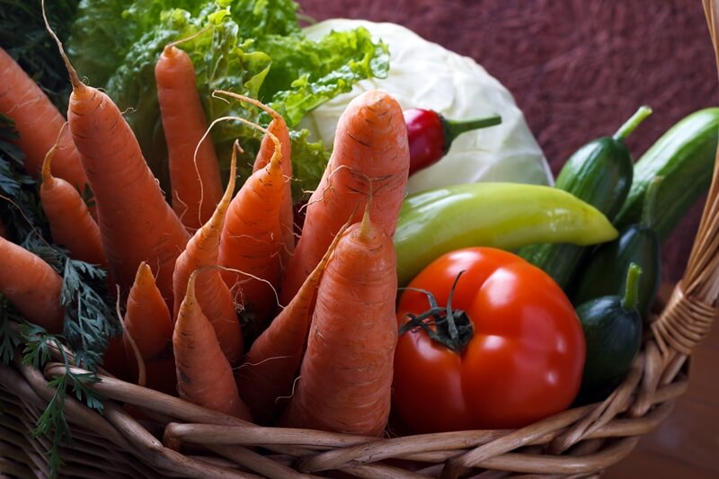 34 High Protein Vegetables You Probably Already Eat; Basket with vegetables