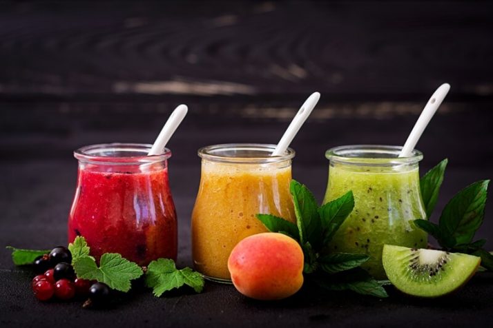 Fresh healthy smoothies from different berries