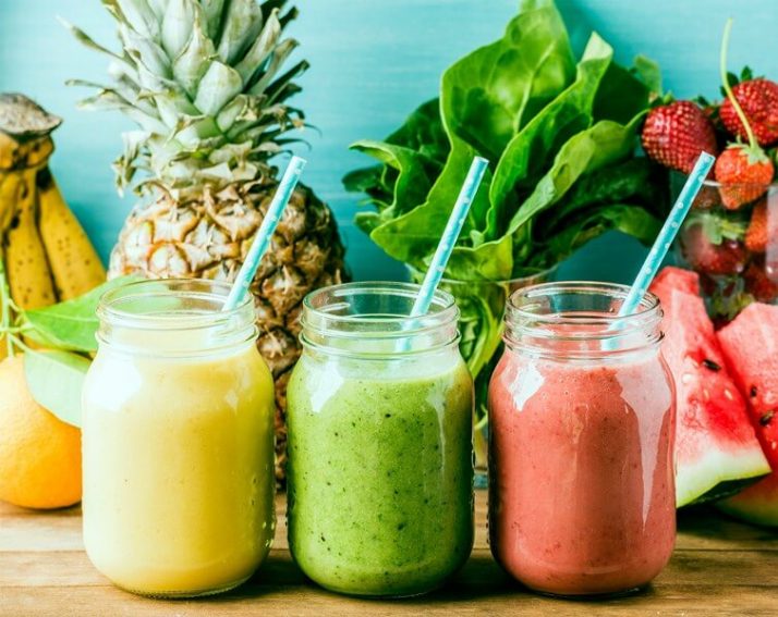 13 Reasons Why You Need Nutrition Drinks And Shakes In Your Life; Freshly blended fruit smoothies of various colors and tastes