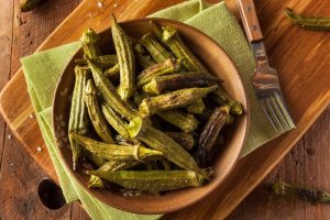 34 High Protein Vegetables You Probably Already Eat; Green Organic Roasted Okra