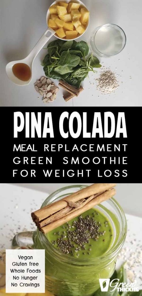Pina Colada Meal Replacement Green Smoothie For Weight Loss