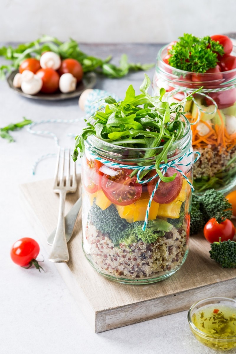 Salad in glass jar with quinoa Salad in glass jar with quinoa